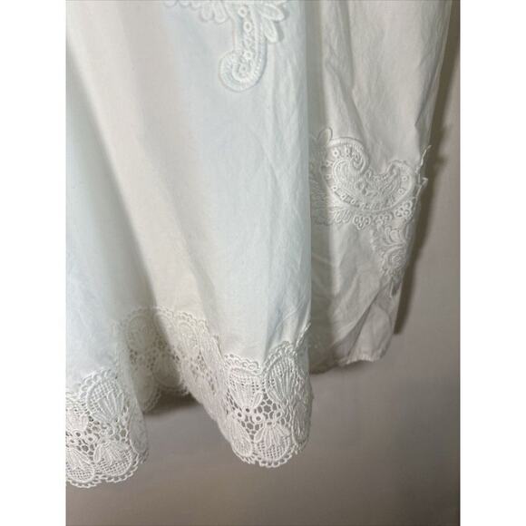 Zara Combined Poplin Cotton Blouse Top Puff Sleeve Crochet Lace Mock Neck XS - Picture 8 of 12